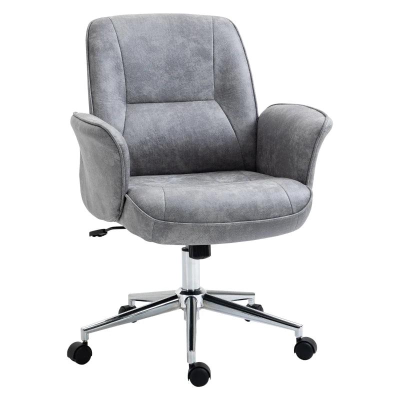 Vinsetto Light Grey Mid Back Swivel Computer Office Chair - Ergonomic Desk Chair for Home Study & Bedroom