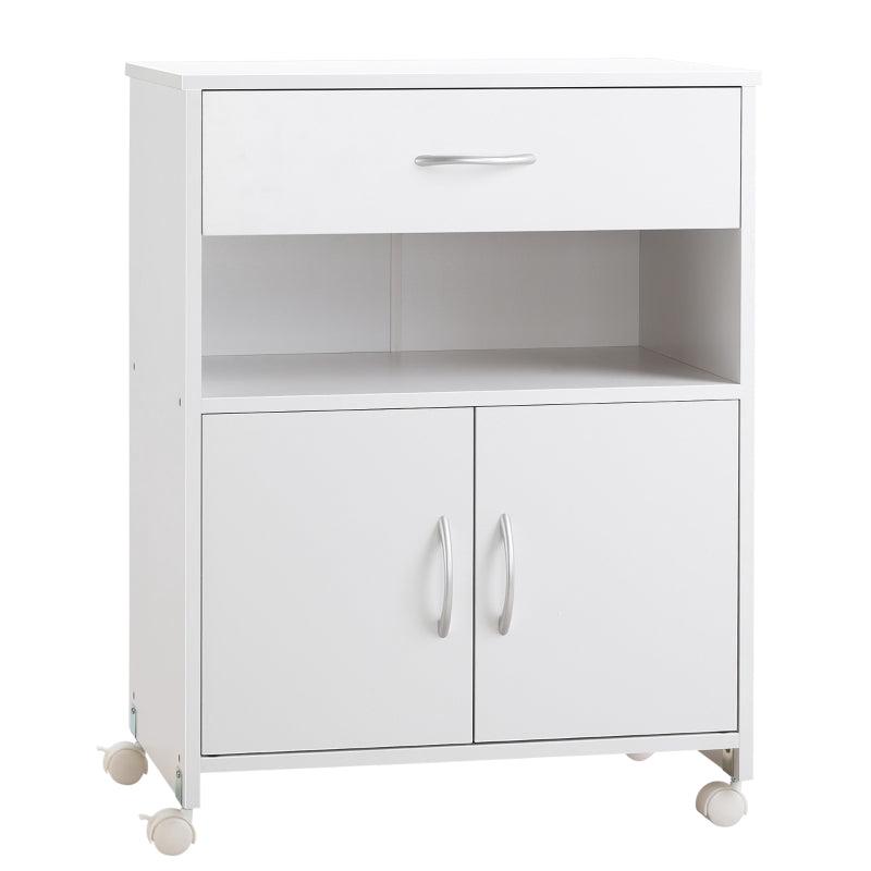 Vinsetto Mobile Printer Stand with Storage Drawer & Open Shelf - Home Office Cabinet, 60cm x 39cm x 80cm, White