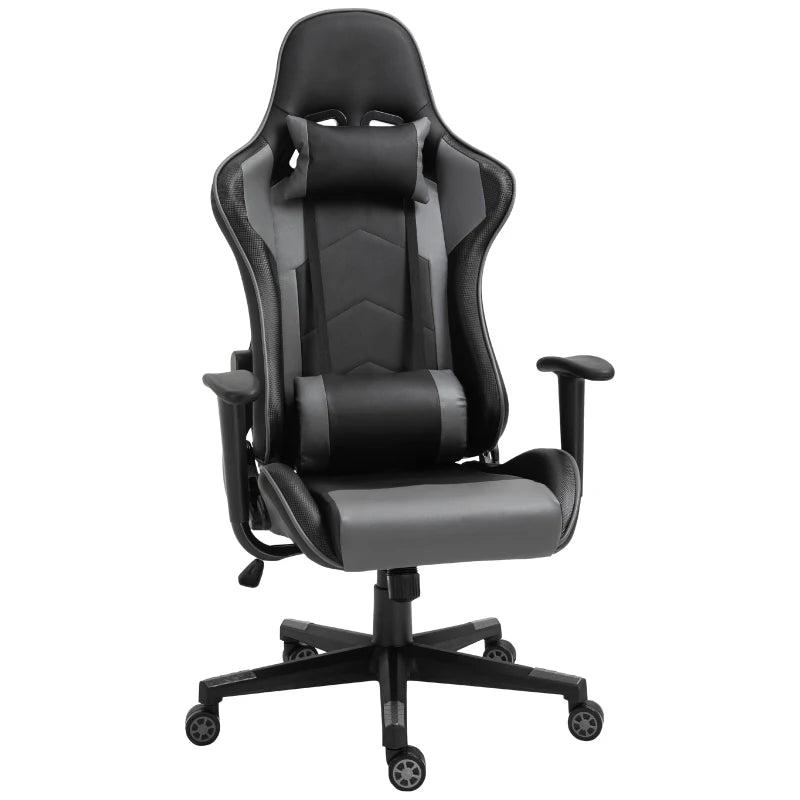 Vinsetto Racing Gaming Chair - Adjustable Height, Ergonomic Computer Desk Chair with Head Pillow & Lumbar Support - Black