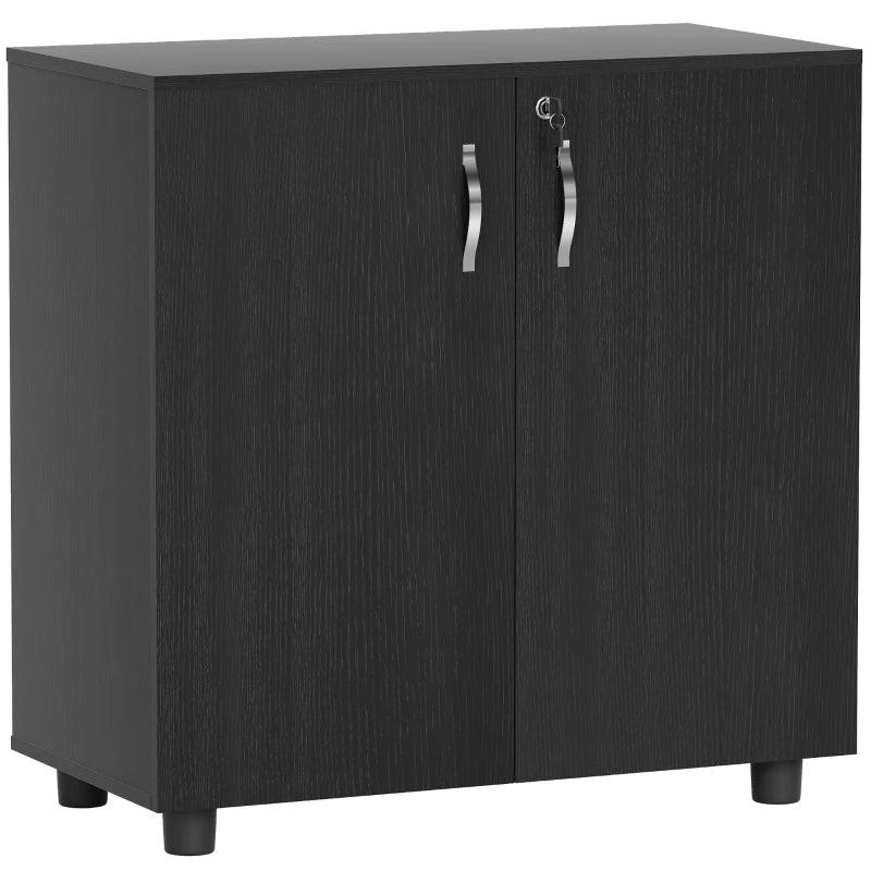 Vinsetto Two-Tier Locking Office Storage Cabinet - Stylish Black Organizer for Secure Document and Supply Storage