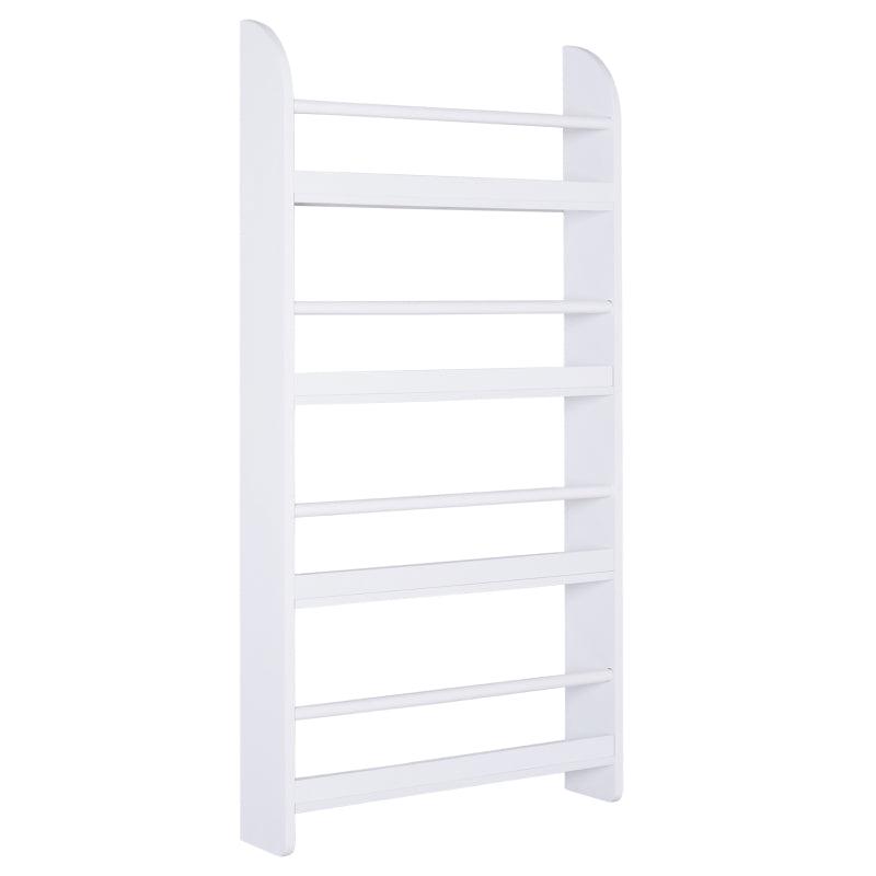 4-Tier Wall Mounted Bookshelf - 15cm Depth Storage Rack for Bedroom, Nursery, Office & Home - White