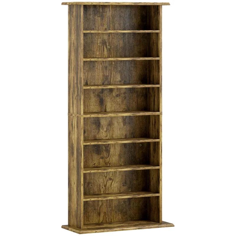 Rustic Brown 360 CD Storage Unit - Stylish Media Organizer for CDs, DVDs, and Games - Space-Saving Design