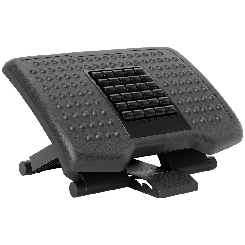 Three-Level Adjustable Multi-Angle Footrest Massager - Ergonomic Black Design for Ultimate Comfort and Relaxation
