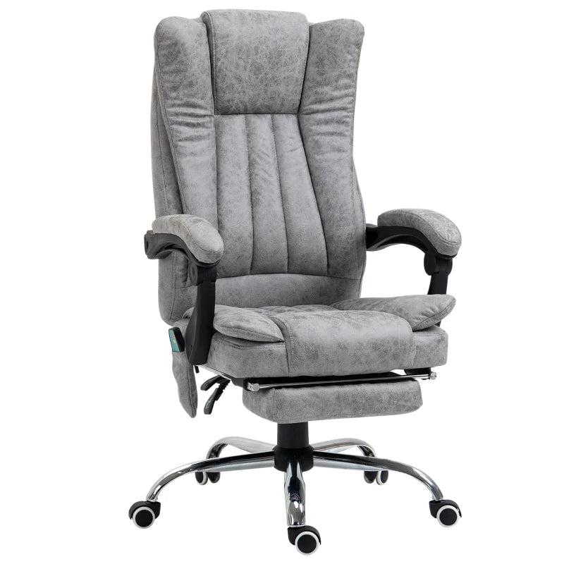 Vinsetto 6-Point Vibrating Massage Office Chair with Heat - Breathable Faux Leather, High Back, Adjustable Height, Grey