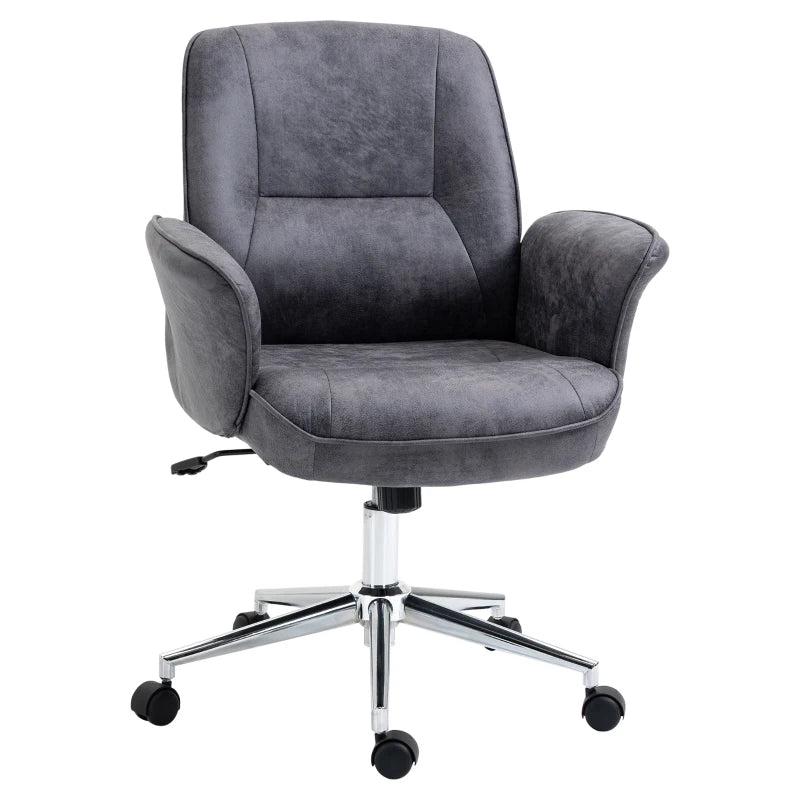 Vinsetto Charcoal Grey Swivel Office Chair - Mid Back Desk Chair for Home Study & Bedroom Comfort