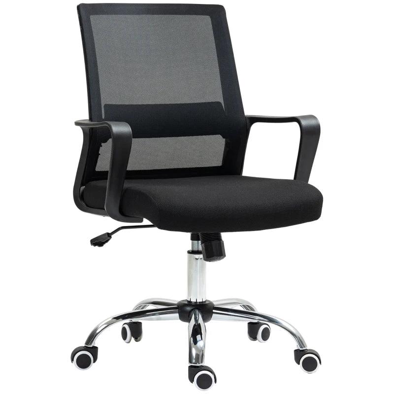 Vinsetto Ergonomic Mesh Back Office Chair with Wheels - Stylish Black Design for Comfort and Support in Home or Office