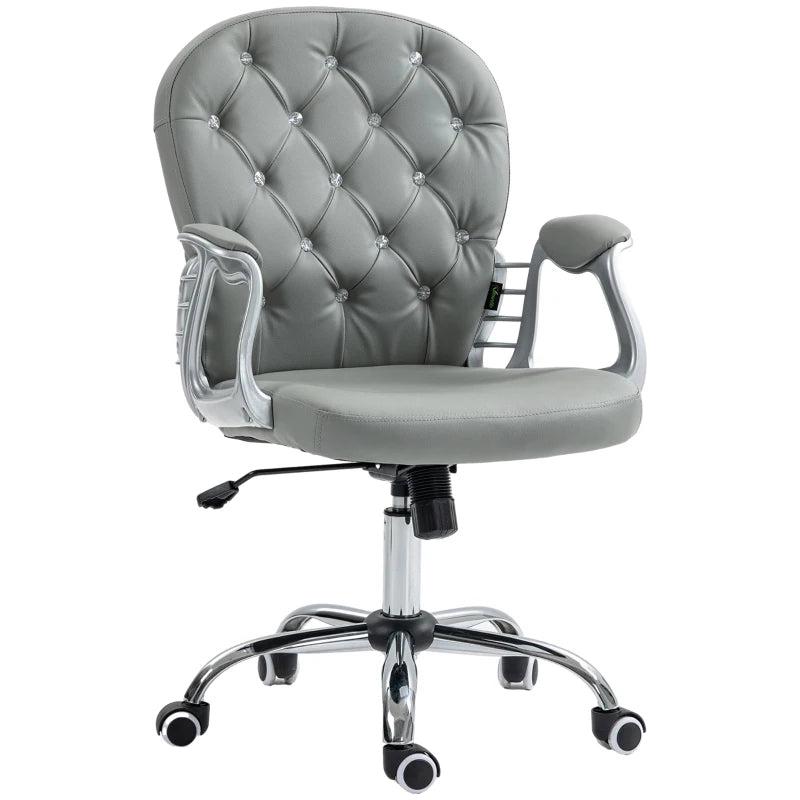 Vinsetto Ergonomic Office Chair - 360 Swivel, PU Diamante Padded Base, 5 Castor Wheels, Grey - Perfect for Home & Work