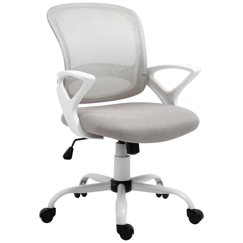 Vinsetto Grey Mesh Office Chair - Ergonomic Swivel Desk Chair with Lumbar Support & Adjustable Armrests