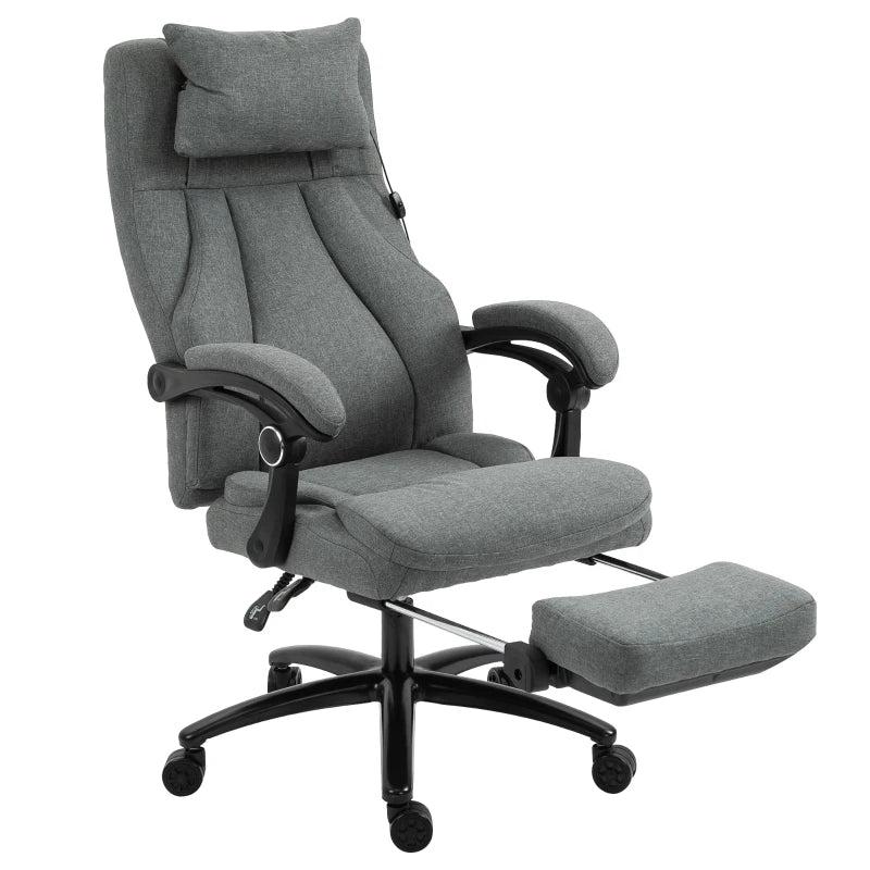 Vinsetto Grey Office Chair with Adjustable Massage Pillow, USB Power, Retractable Footrest, High Back, 360 Swivel for Home