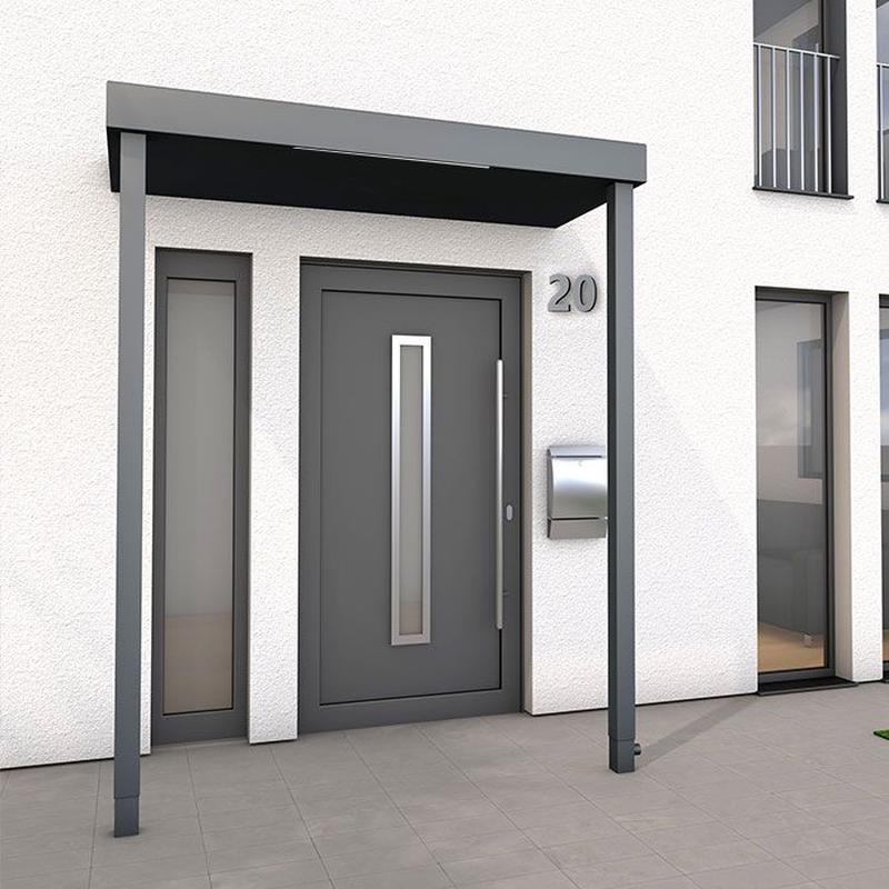 BS200 - 220 x 90cm Aluminium Canopy with 2 Posts and LED Strip-light - RAL 7016 Anthracite Grey