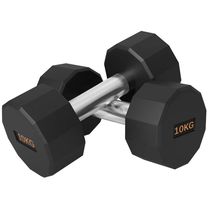 12-Sided Dumbbell Weights Set with Non-Slip Grip for Home Gym Workout 2 x 10kg for Men and Women