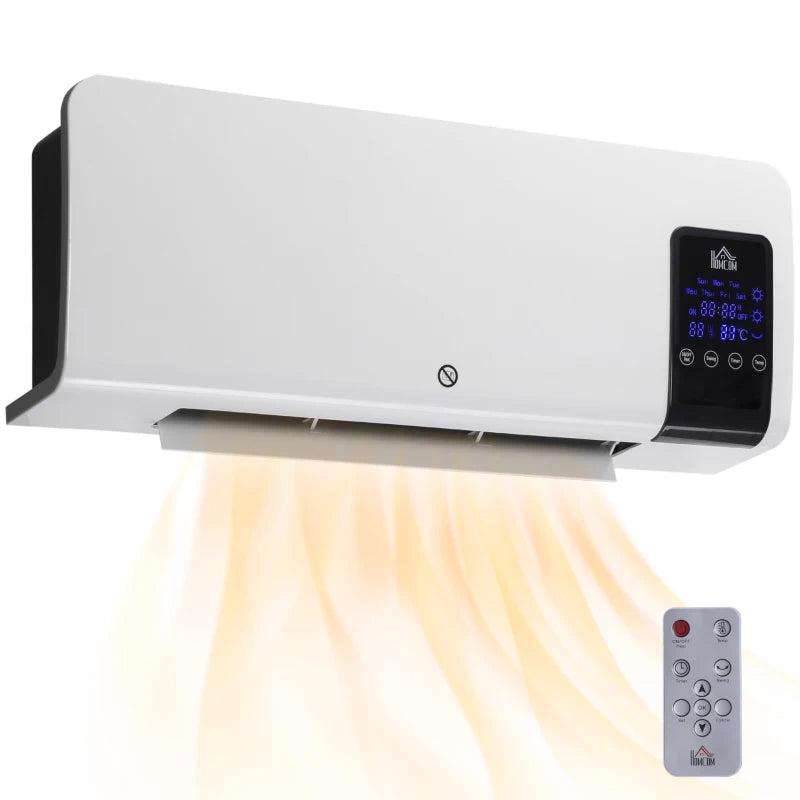 2000W Wall Mounted Electric Heater Adjustable 18 to 45 Degrees Celsius White