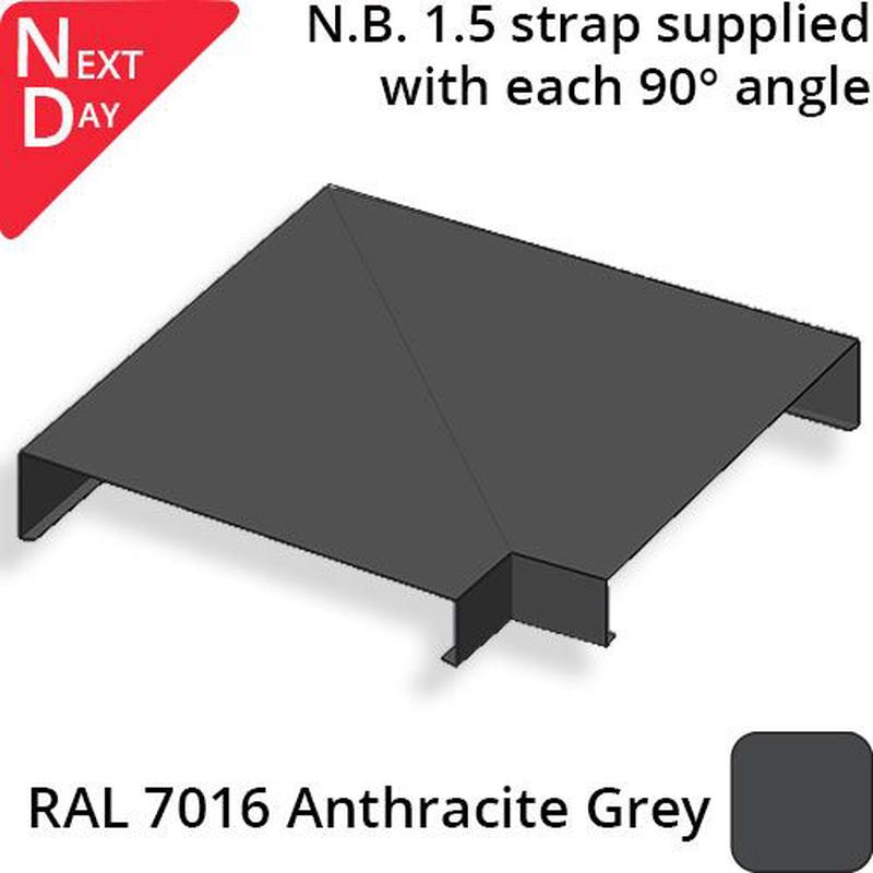 422mm Aluminium Sloping Coping (Suitable for 331-360mm Wall) - External 90 Degree Angle - RAL 7016 Anthracite Grey