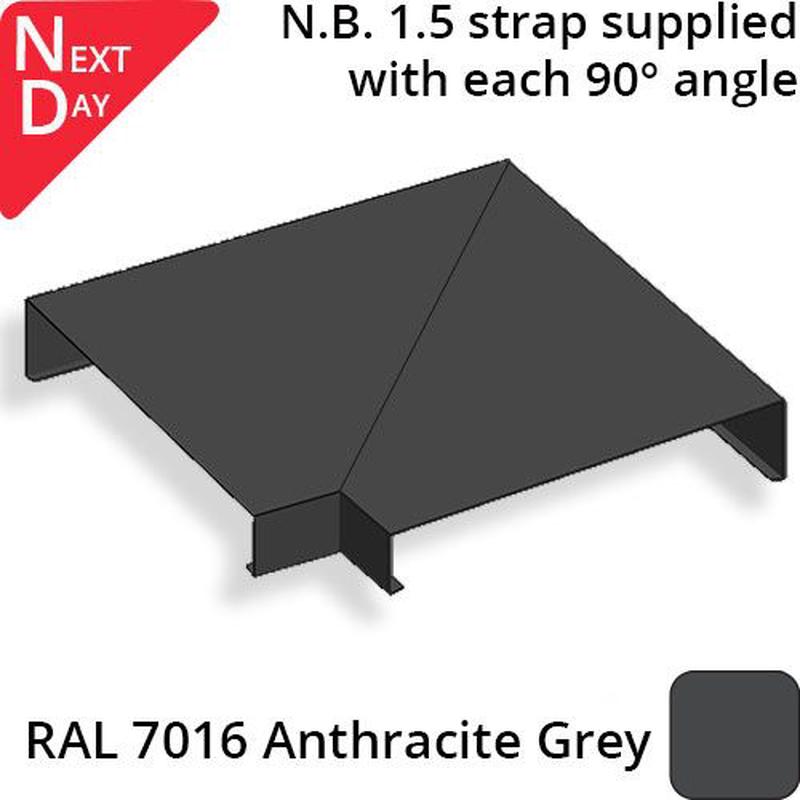 422mm Aluminium Sloping Coping (Suitable for 331-360mm Wall) - Internal 90 Degree Angle - RAL 7016 Anthracite Grey