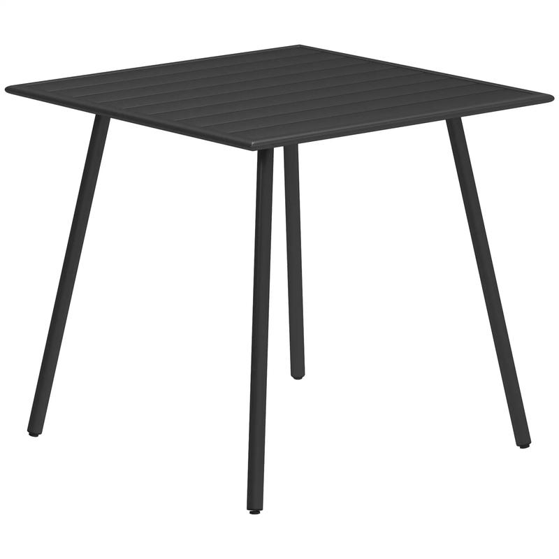 Black Square Garden Table with Slat Top