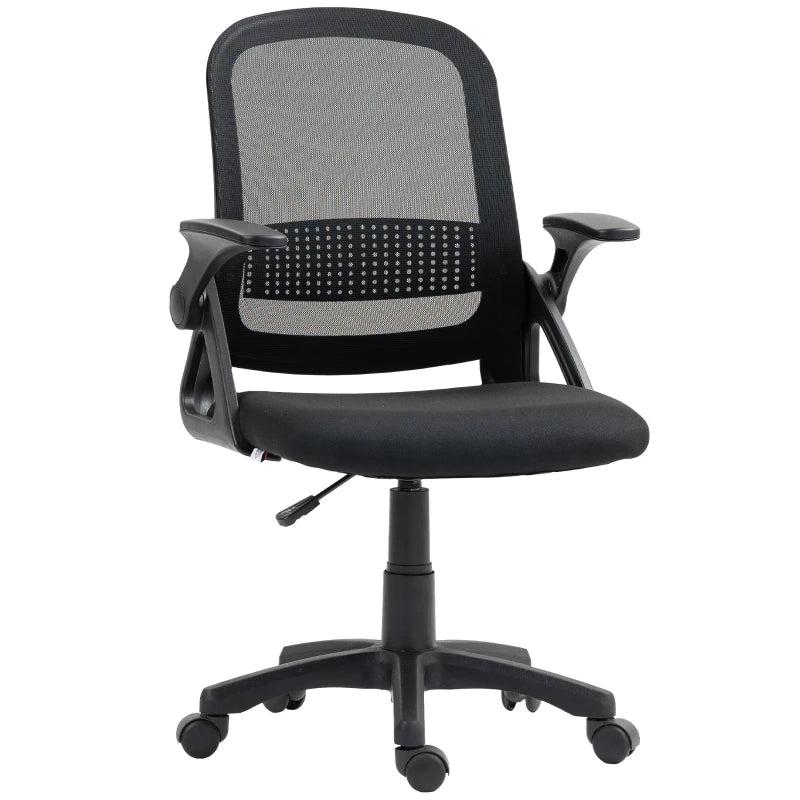 Breathable Mesh Ergonomic Office Chair with Flip-up Armrests and Lumbar Support for Home and Office Black