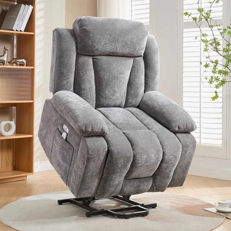 RelaxMax ProLift Electric Recliner  Heated Massage Chair with USB Ports, Storage Pocket & Easy Assembly, 9594107 cm, Grey