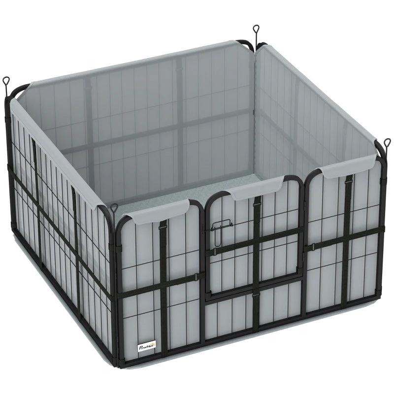 Steel Dog Whelping Box with Washable Pad and Wind-Resistant Cloth for Small and Medium Dogs 102x102x60cm