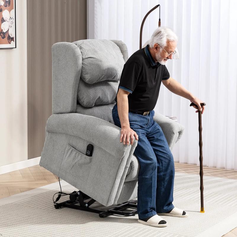 Velvet-Feel Electric Power Lift Recliner Chair for Elderly with USB Port, Remote & Footrest  Grey