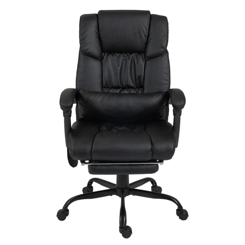 Vinsetto 6-Point Massage Office Chair PU Leather Ergonomic Desk Chair with Adjustable Height and Footrest for Home Office Black