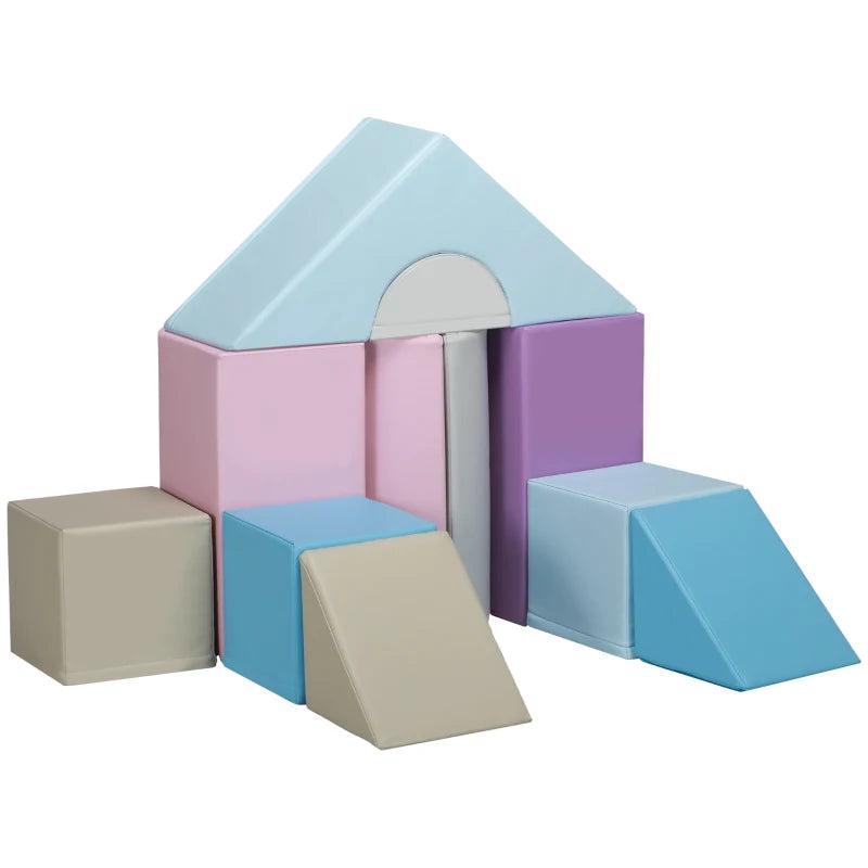 11-Piece Soft Play Set for Kids Foam Climbing and Crawling Blocks in Blue