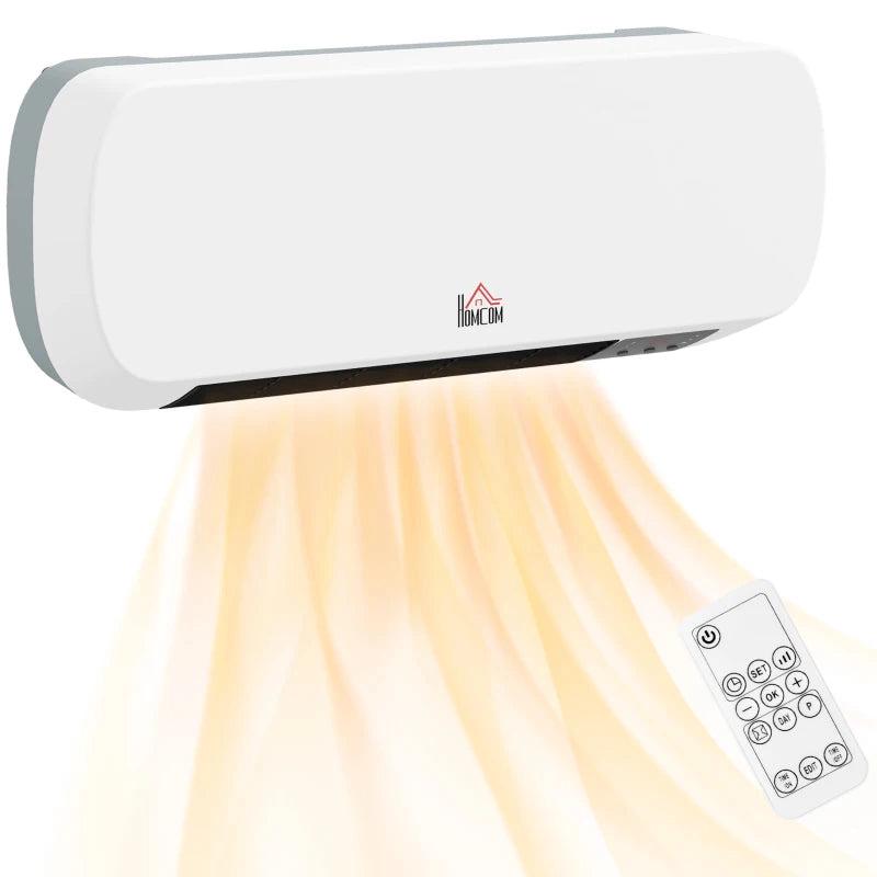 2000W Wall Mounted Ceramic Space Heater with Adjustable Temperature Range 10-49C White