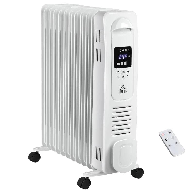 2500W Digital Display Oil Filled Radiator 11 Fin Portable Electric Heater with Timer and Remote