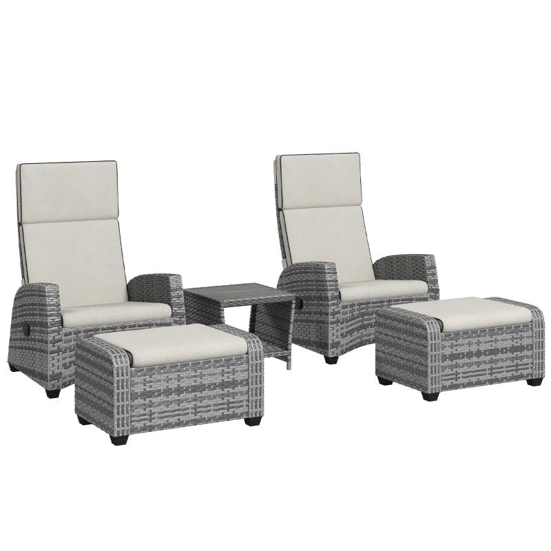 5-Piece Grey Rattan Garden Furniture Set with Cushions for Outdoor Relaxation