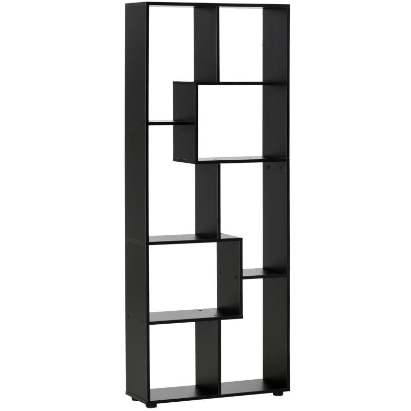 8 Tier Freestanding Bookcase Melamine Surface Anti Tipping Foot Pads Home Display Storage Grid Stand Bedroom Living Room Furniture Modern Black