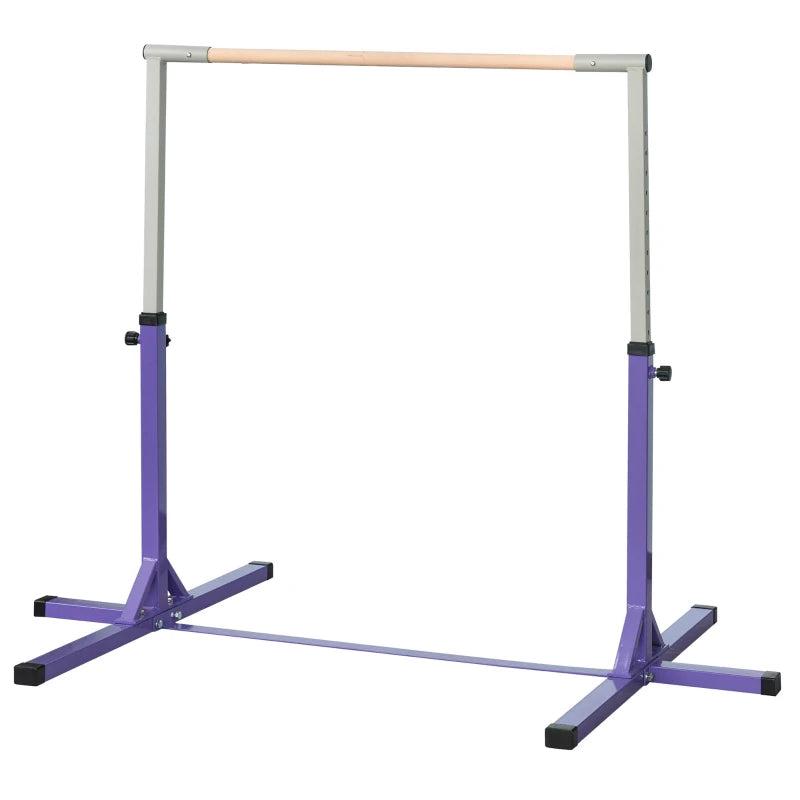 Adjustable Steel Frame Horizontal Gymnastics Bar for Kids Home Gym Training Purple