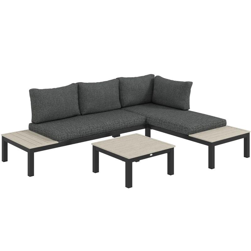 Aluminium 4 Seater Outdoor Corner Sofa Set with Cushions and Coffee Table