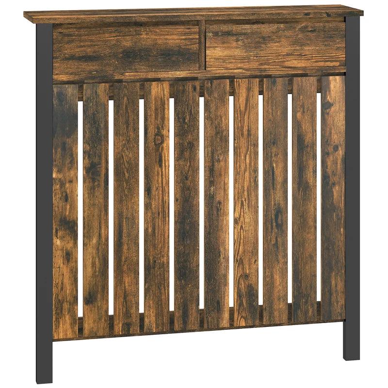 Rustic Style Radiator Cover 93 x 88.5cm Elegant Brown and Black Design