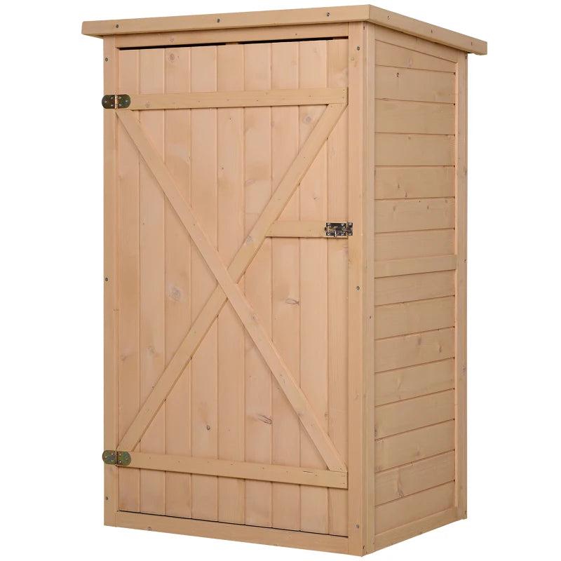 Wooden Garden Storage Shed with Shelves and Bolt Latch 75L x 56W x 115H cm Natural Finish