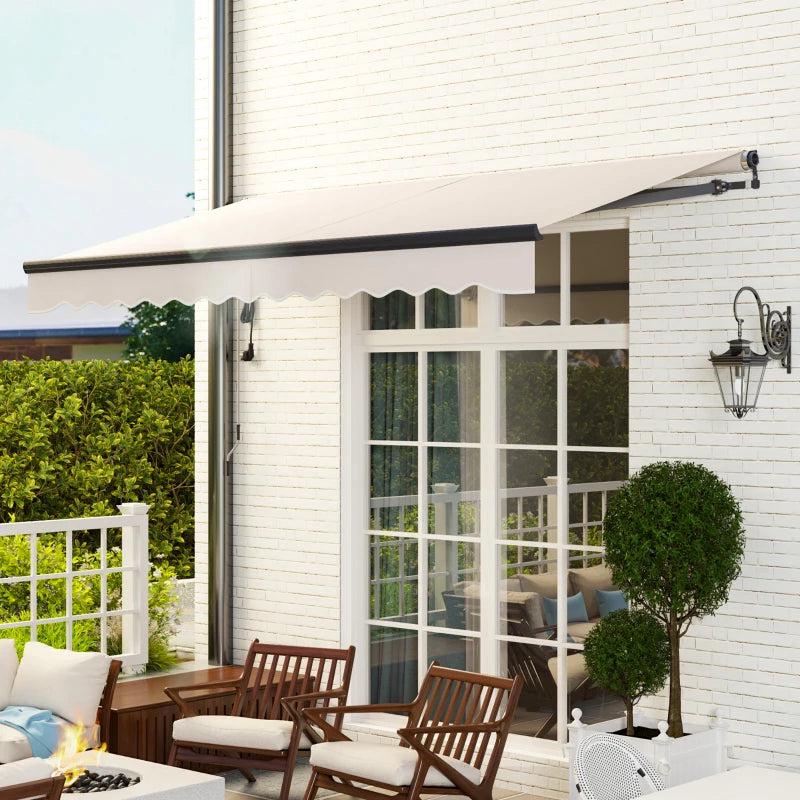 3.5m x 3m Beige Electric or Manual Awning with Remote Control - Retractable Patio Sun Shade