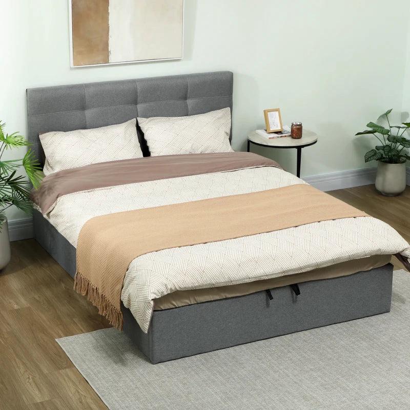 5ft King Grey Ottoman Bed with Gas Lift Storage - Stylish & Space-Saving Design for Modern Bedrooms