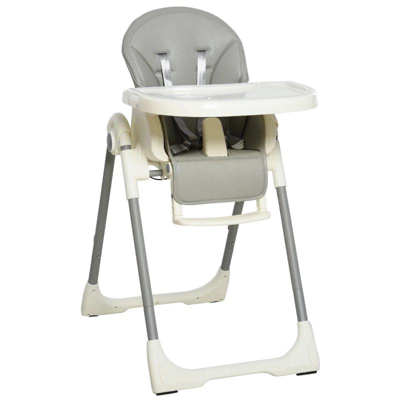 Adjustable Foldable Baby High Chair with Removable Tray and Safety Harness for Infants
