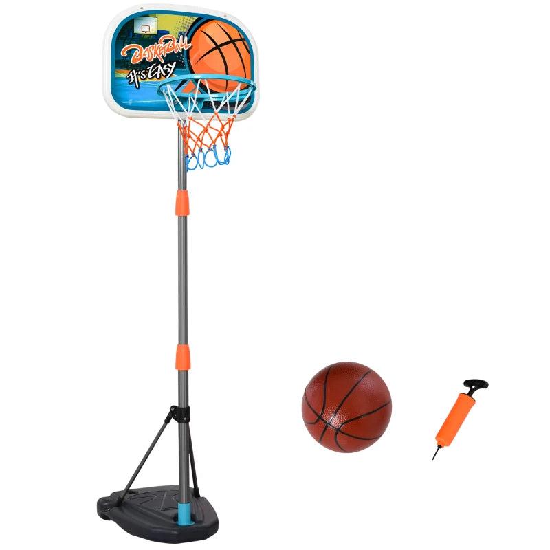 Adjustable Kids Basketball Hoop Portable Stand Set with Ball Pump and Netting Backboard