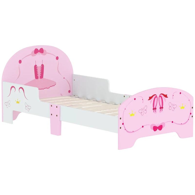 Ballet Theme Toddler Bed Frame with Safety Rails - Pink, Perfect for Ages 3-6, Stylish & Safe Sleep Solution