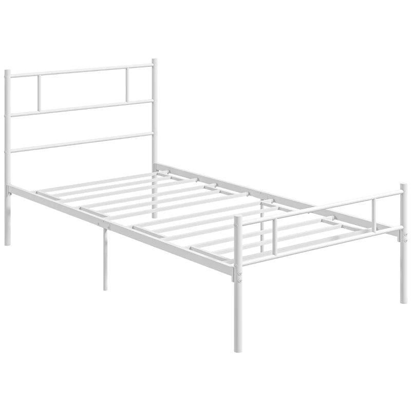Stylish Metal Single Bed Frame with Headboard & Footboard - Durable Slat Support & 31cm Underbed Storage Space