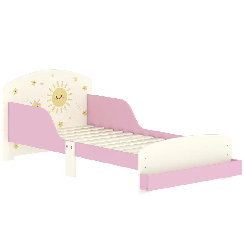 Sun Design Toddler Bed with Storage & Guardrails - Fits 140x70cm Mattress, Ideal for Ages 3-8 Years