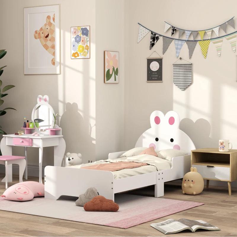 ZONEKIZ Rabbit Toddler Bed - Adorable Kids Bedroom Furniture in White, Perfect for Cozy Sleep and Playtime