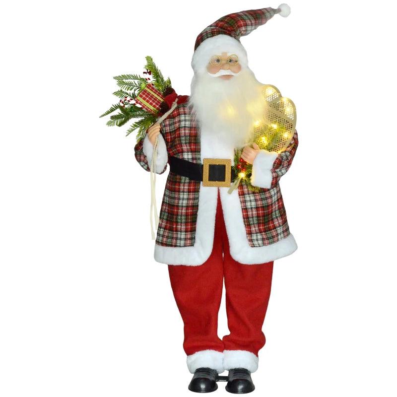 4'3" Animated Santa Claus Figure with Sound & Lights - Festive Red & Green Holiday Decoration for Christmas
