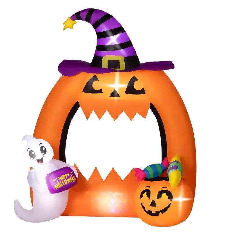 4.9ft Inflatable Pumpkin Archway - Spooky Halloween Decoration for Outdoor & Indoor Festivities - Perfect for Trick or Treat!