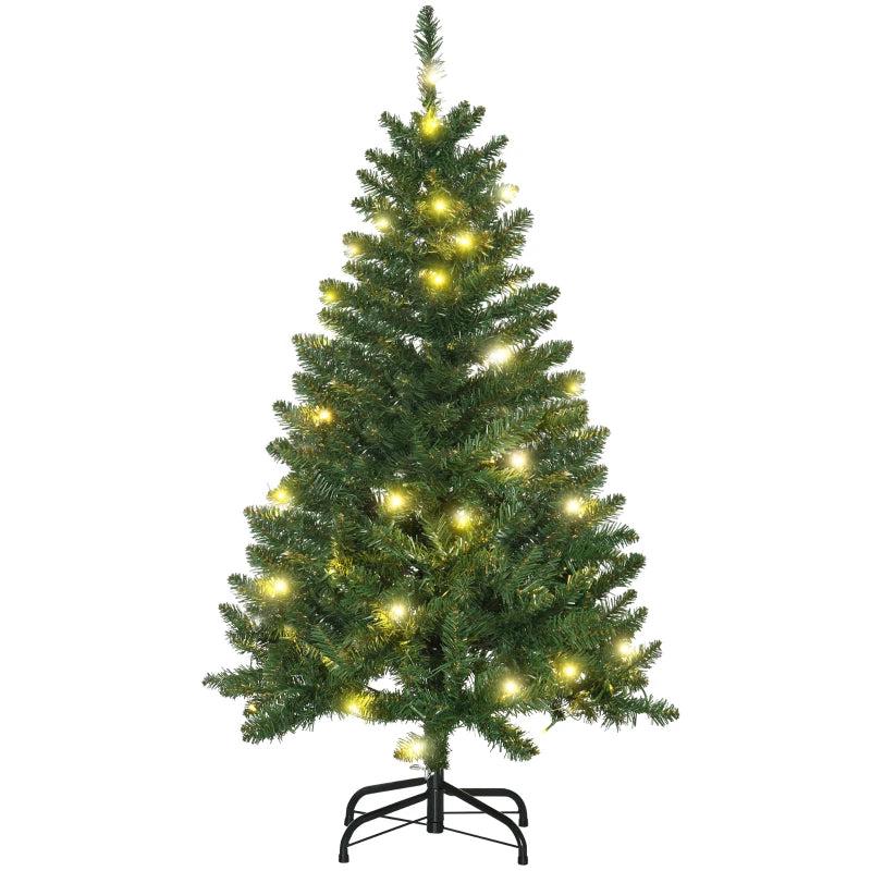 4FT Green Christmas Tree with Warm White LED Lights - Perfect Holiday Home Decoration for Festive Cheer