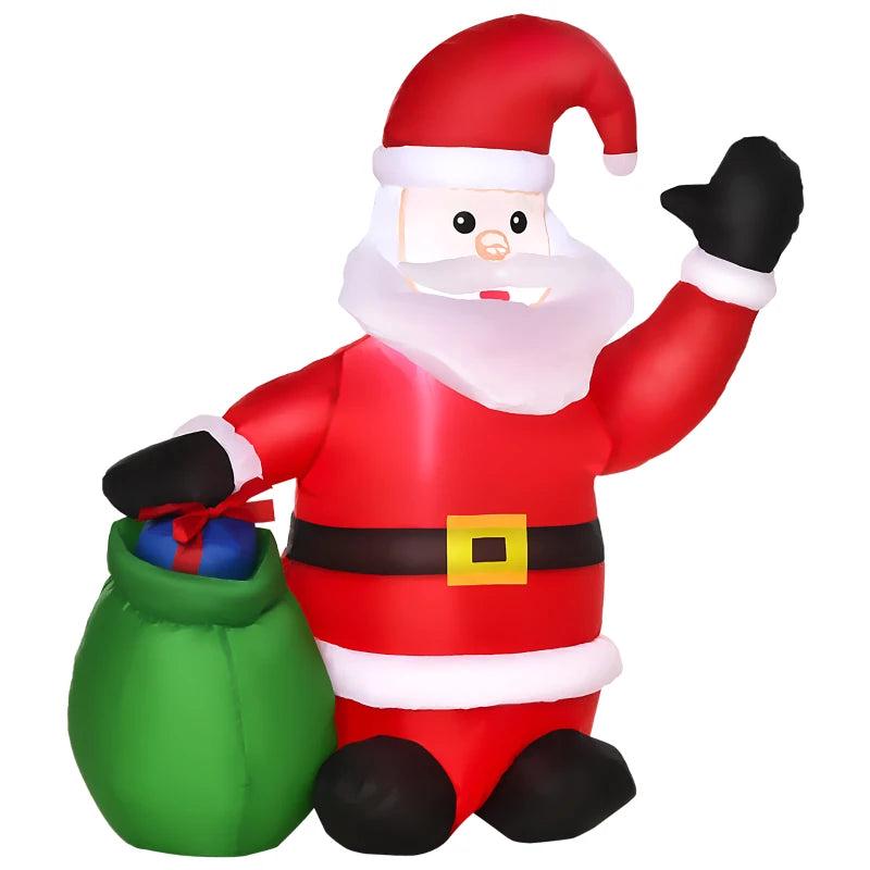 4ft Inflatable Christmas Santa Claus with LED Lights - Festive Yard Decoration for Holiday Cheer