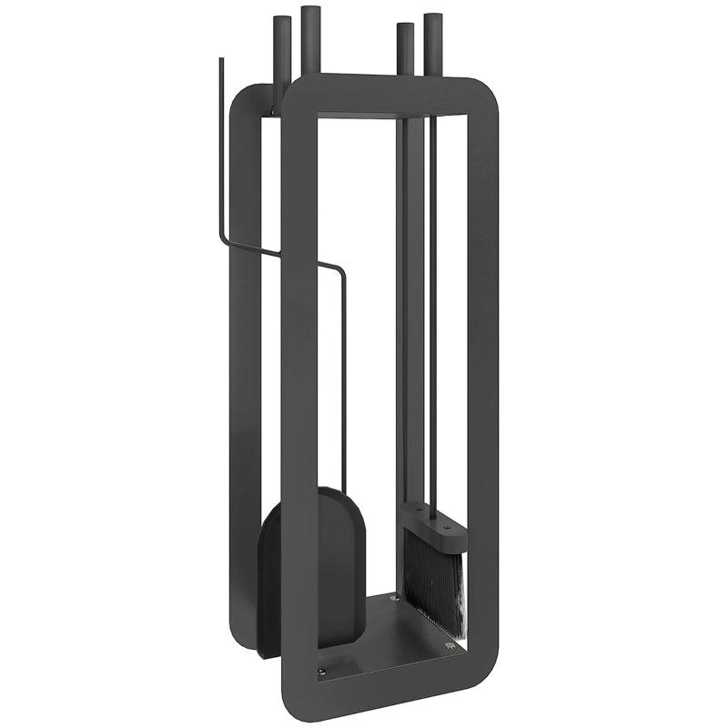 5-Piece Black Fireplace Companion Set - Metal Accessories with Brush, Shovel, Poker, Tongs & Stand for Cozy Fireside
