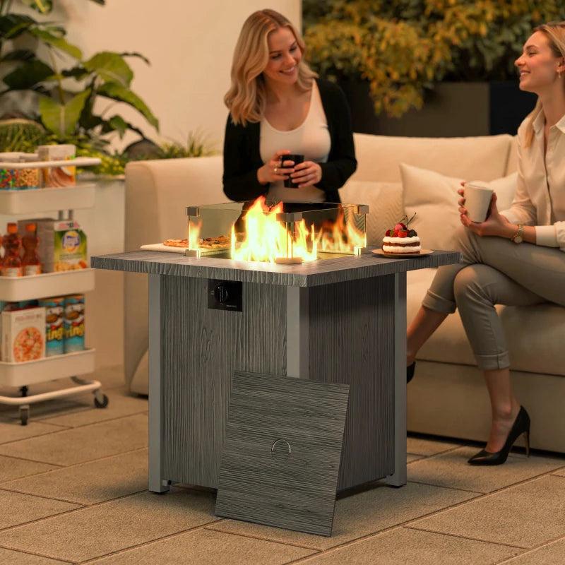 50,000 BTU Dark Grey Gas Fire Pit Table with Cover - Outdoor Heating Solution for Patios and Backyards