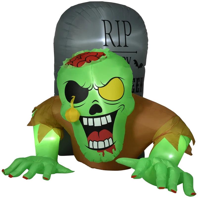 5FT Halloween Inflatables Ghost & Tombstone - LED Lighted Outdoor Decorations for Garden, Lawn & Party