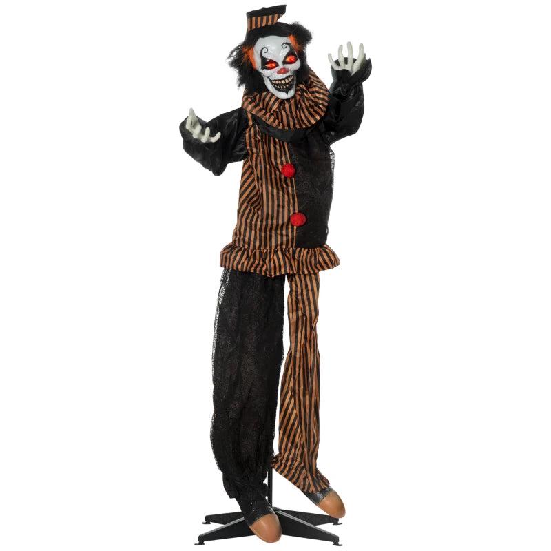 67" Life Size Animated Talking Circus Clown - Outdoor Halloween Decoration with Light Up Eyes & Laughter Prop