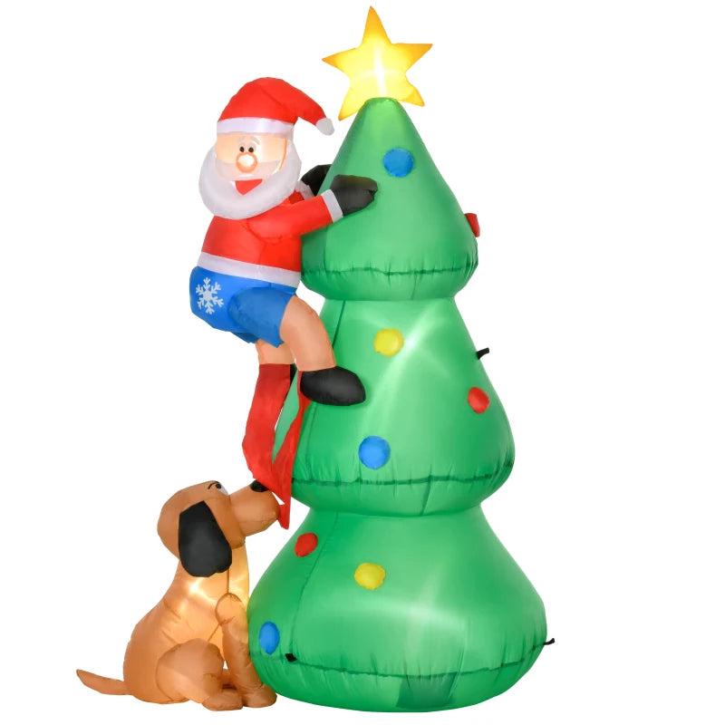 6ft Inflatable Christmas Tree with LED Lights & Santa Dog - Perfect Indoor Outdoor Holiday Decoration for Garden & Lawn Parties